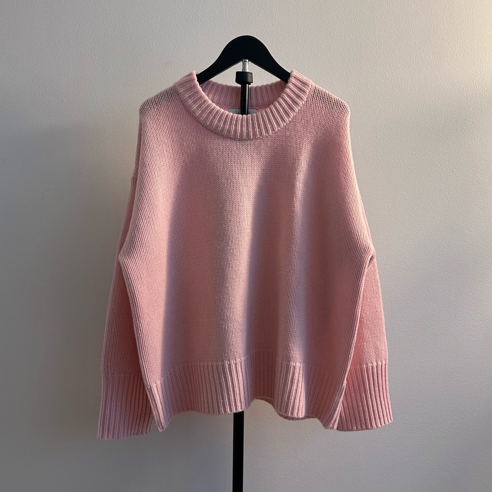 La Ligne Marin Light Pink Wool Cashmere Oversized Chunky Knit Sweater Size XL
